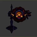 Burning Demon Game Movie Character With Horns Armor And Flaming Body
