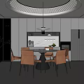Minimalist Modern Dining Room Interior Design With Gray Dining Table Chairs Pendant Light And Plant