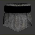 Traditional Hat With Rounded Top Brown Carved Decorative Band And Gray Hanging Fabric