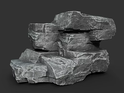 Natural Stacked Gray Stones with Rough Rock Texture and Natural Formation 3d model