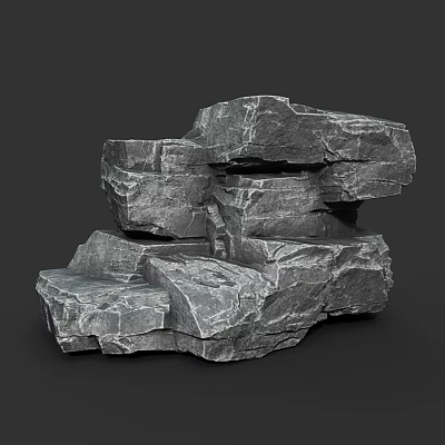 Natural Stacked Gray Stones with Rough Rock Texture and Natural Formation 3d model