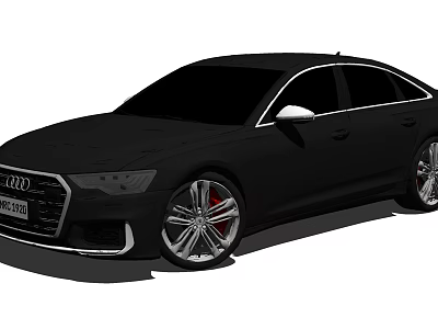 Black Audi Luxury Sedan With Silver Alloy Wheels And Red Brake Calipers 3d model