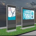 Public Outdoor Digital Information Displays With Map And Travel Information On Grassland