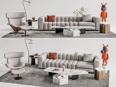 Modern sofa coffee table combination 3d model