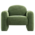 Modern Beige Single Sofa with Rounded Arms Soft Fabric and Comfortable Backrest 3d model