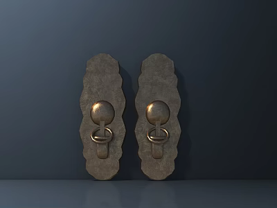 Hardware Tools Antique Brass Door Knockers with Decorative Base and Circular Ring Handles 3d model