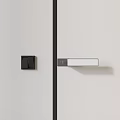 Modern Minimalist White Door With Black Frame And Sleek Silver Handle Design