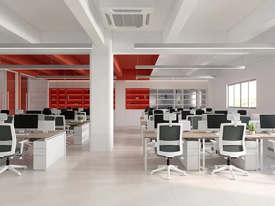 Modern Minimalist Public Office Desk and Chair Computer 3d model