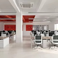 Modern Minimalist Public Office Desk and Chair Computer 3d model