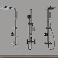 Modern Black and White Shower Systems with Overhead Heads Handheld Sprayers and Shelves