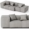 Gray Modular Three Seater Sofa With Soft Fabric Cushions And Sleek Design 3d model