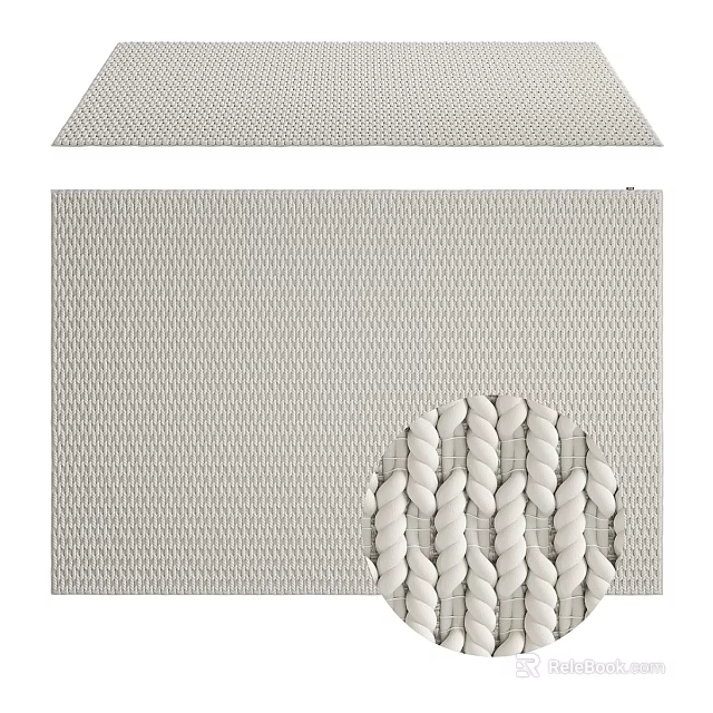 Square Carpet With Braided Woven Texture In Light Beige For Modern Home Decor 3d model 