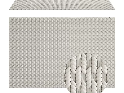 Square Carpet With Braided Woven Texture In Light Beige For Modern Home Decor 3d model
