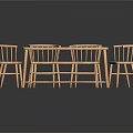 Rectangular Wooden Dining Table Set With 4 Chairs And Bench For Home Dining Area 3d model