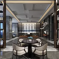 Elegant Modern Lounge Area Interior With Marble Flooring Chandeliers And Comfortable Seating