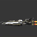 Futuristic Spaceship Model With White Gold Streamlined Design Wing Structure And Detailed Cockpit