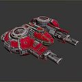 Red Sci Fi Mechanical Vehicle With Circular Components And Metallic Details 3d model