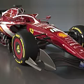 Red Ferrari Formula 1 Car With Racing Design And Sponsor Logos