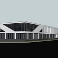 Modern Commercial Complex With Green Roof Open Courtyard And Glass Facade