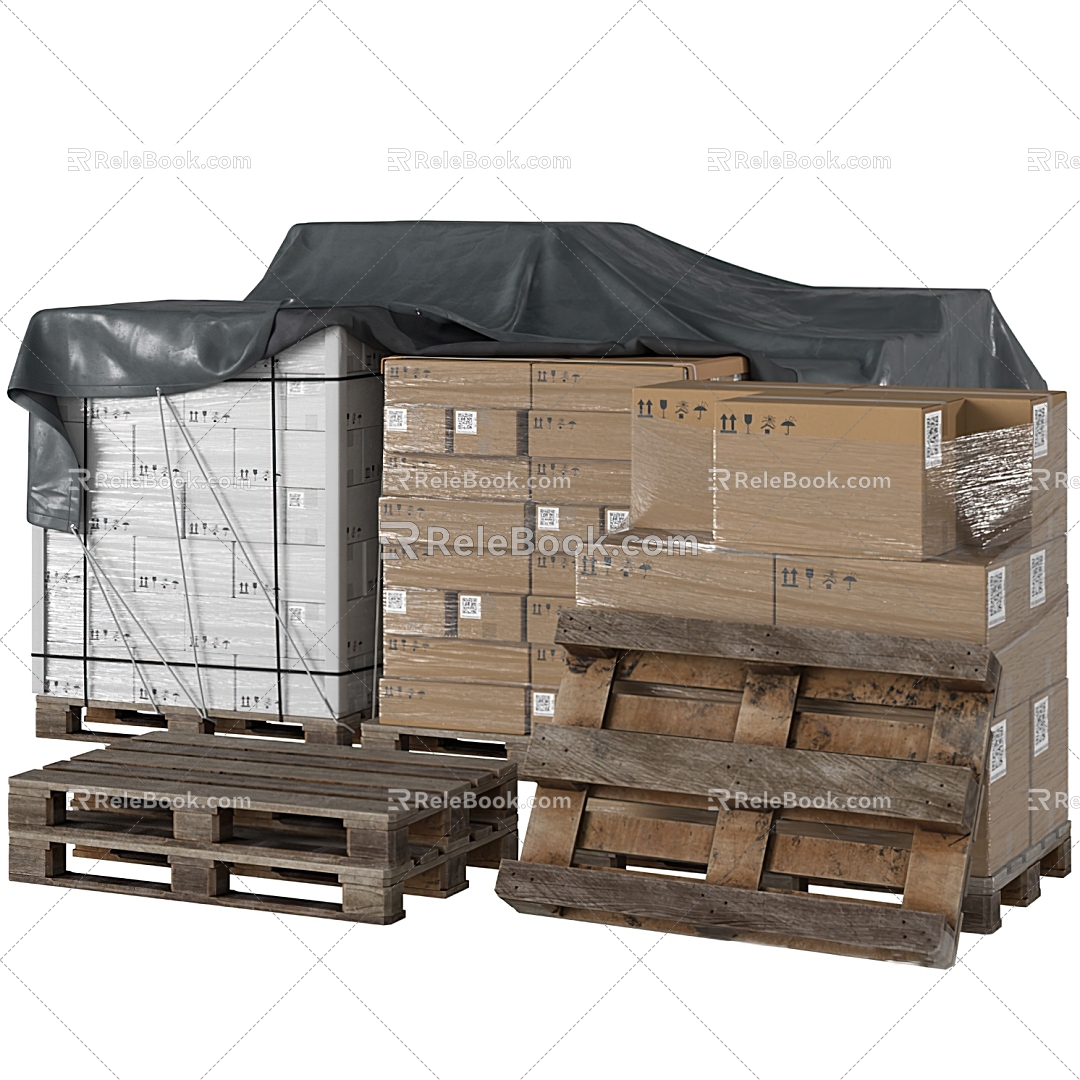 Logistics transportation packing box logistics wooden pallet goods express box 3d model