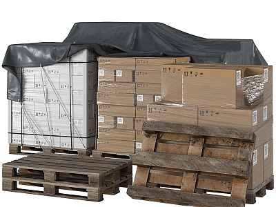 Logistics transportation packing box logistics wooden pallet goods express box 3d model