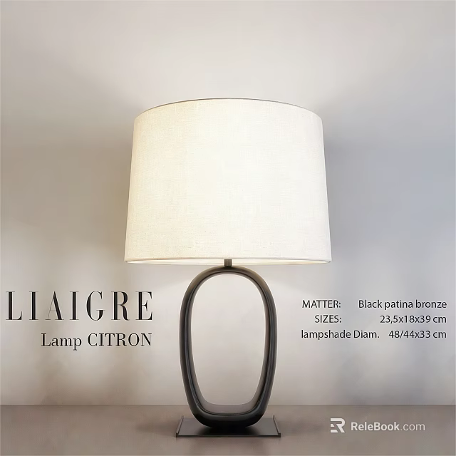 LIAIGRE CITRON Lamp with Black Patina Bronze Base and 48.4433 cm Lampshade Diameter 3d model 
