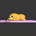 Cute 3D Yellow Egg Yolk Creature Lying On Pink Base With Sad Expression 3d model
