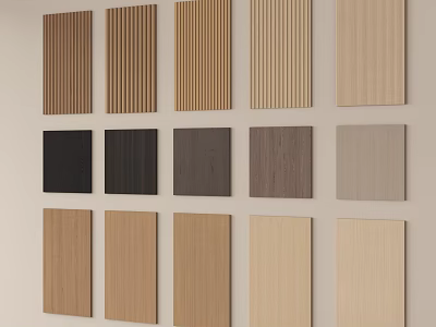 Various Wall Panels With Different Colors And Textures For Interior Sample 3d model