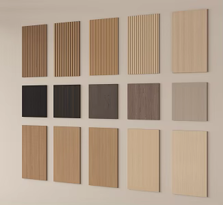 Modern grille clapboard decorative panel background wall 3d model