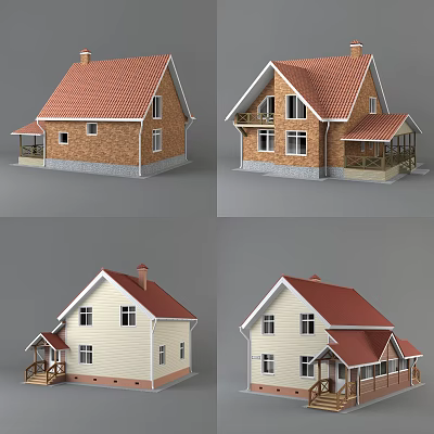 European-style single-family villa leisure house 3d model