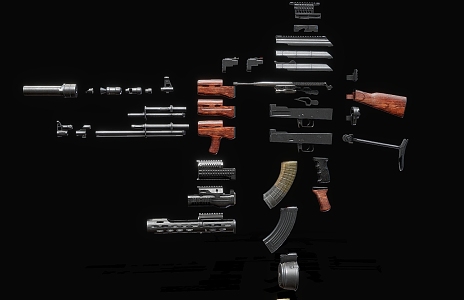 rifles exploded view rifles parts weapons 3d model