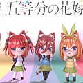 Chibi Anime Character Dolls from The Quintessential Quintuplets Movie with Various Hairstyles Outfits and Cat Ears