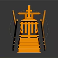 Orange Step Ladder With Handrail And Multiple Steps For Home Use