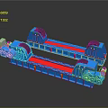 Industrial Blue Dual Roller Support Equipment With Red Tracks And Black Rollers