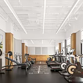 Fitness Gym Interior With Spacious Layout Treadmills Exercise Bikes Barbells And Large Windows