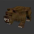 Pixel Style Brown Bear Game Character With Sharp Teeth And Blocky 3D Design 3d model
