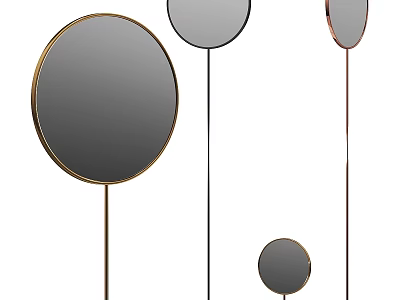 Round Decorative Mirrors In Various Sizes With Metal Stands For Home Decor 3d model