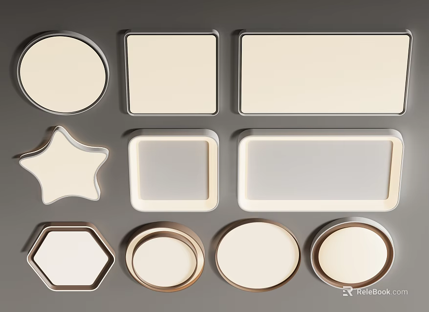 Modern Ceiling Lights Design With Various Shapes Including Round Square And Star Styles 3d model