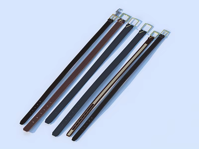 Fashionable Various Color Leather Belts with Metal Buckles for Daily Use 3d model