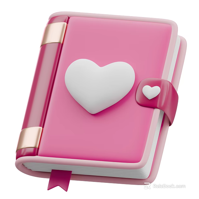 Cute Pink Beauty Instrument With Gold Trims Big White Heart And Small Red Heart 3d model 