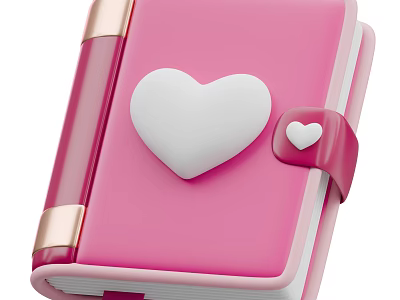 Cute Pink Beauty Instrument With Gold Trims Big White Heart And Small Red Heart 3d model