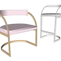 Stylish Modern Upholstered Leisure Chairs With Pink Gold And Purple Silver Curved Frames