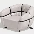 Modern Light Beige Leather Single Sofa Featuring Black Trim Curved Armrests And Black Legs