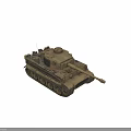 Classic Military Tank With Long Cannon Sand Color Paint And Tracks