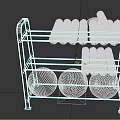 Sports Equipment on Metal Rack with Yoga Mats Foam Rollers and Yellow Exercise Balls