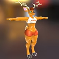 Cartoon Deer Game Character With Antlers White IMPACT Tank Top Red Shorts Outstretched Arms