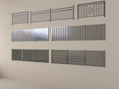 Modern Fence Guardrail Metal Railing 3d model