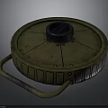 Round Industrial Metal Cover With Curved Handle And Textured Surface Bolts