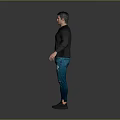 Men's Black Leather Jacket With Distressed Denim Jeans Casual Daily Outfit Look