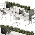 Modern Office Desk Chair Desk Workstation Staff Desk Office Supplies Computer 3d model